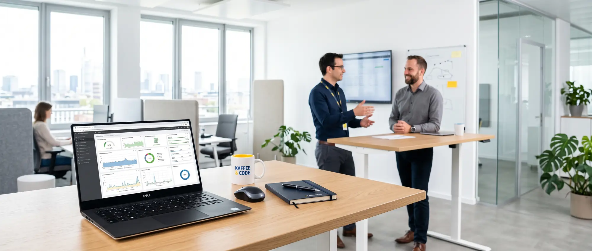 Modernes IT-Büro mit Monitoring-Dashboard